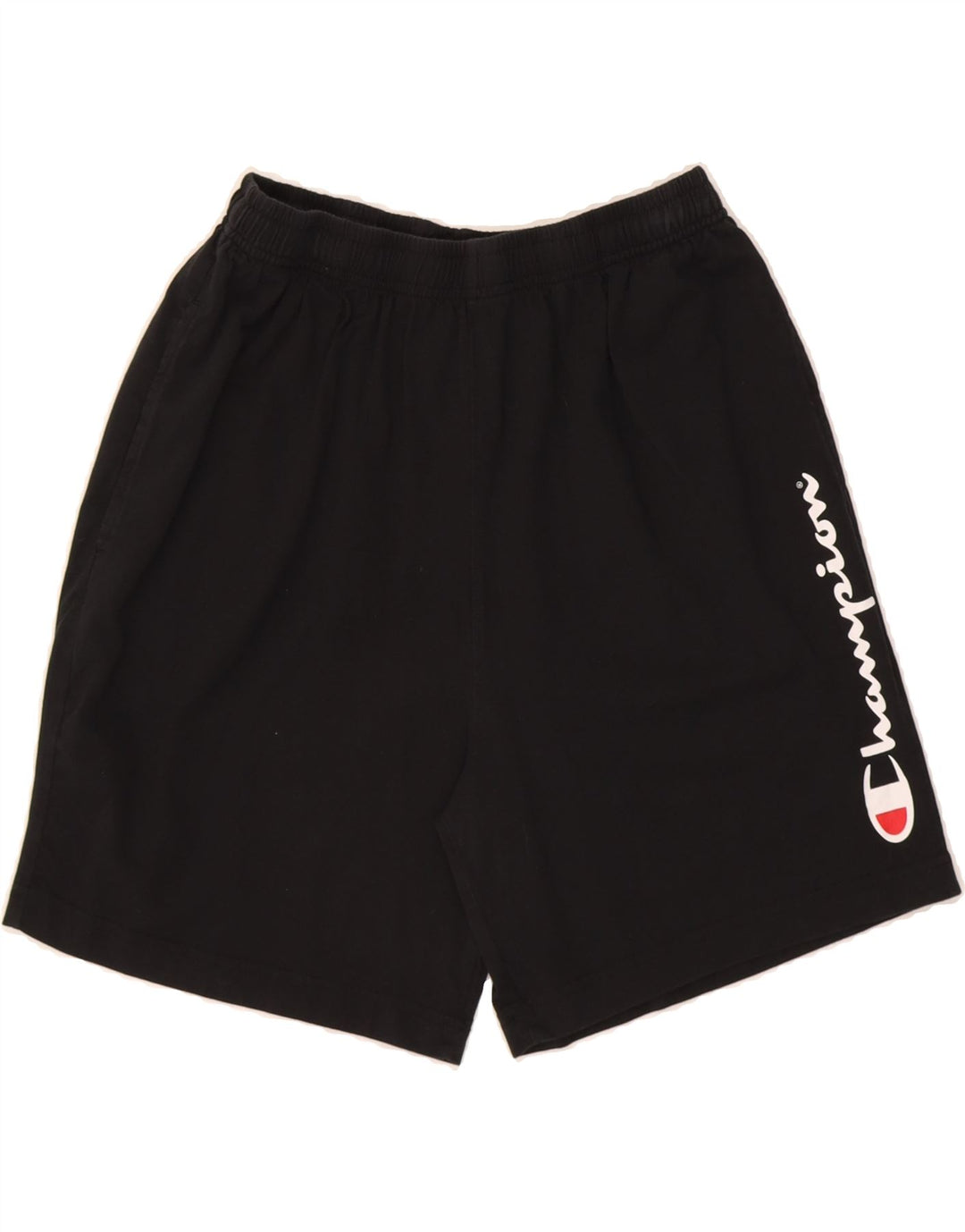 CHAMPION Mens Graphic Sport Shorts Large  Black Vintage Champion and Second-Hand Champion from Messina Hembry 