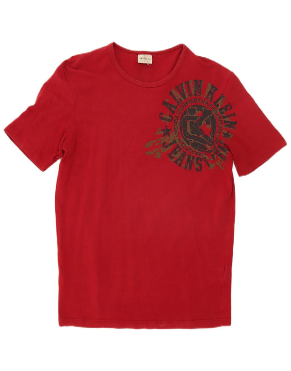 Calvin Klein Jeans Mens Graphic T-Shirt Top 3XL Burgundy