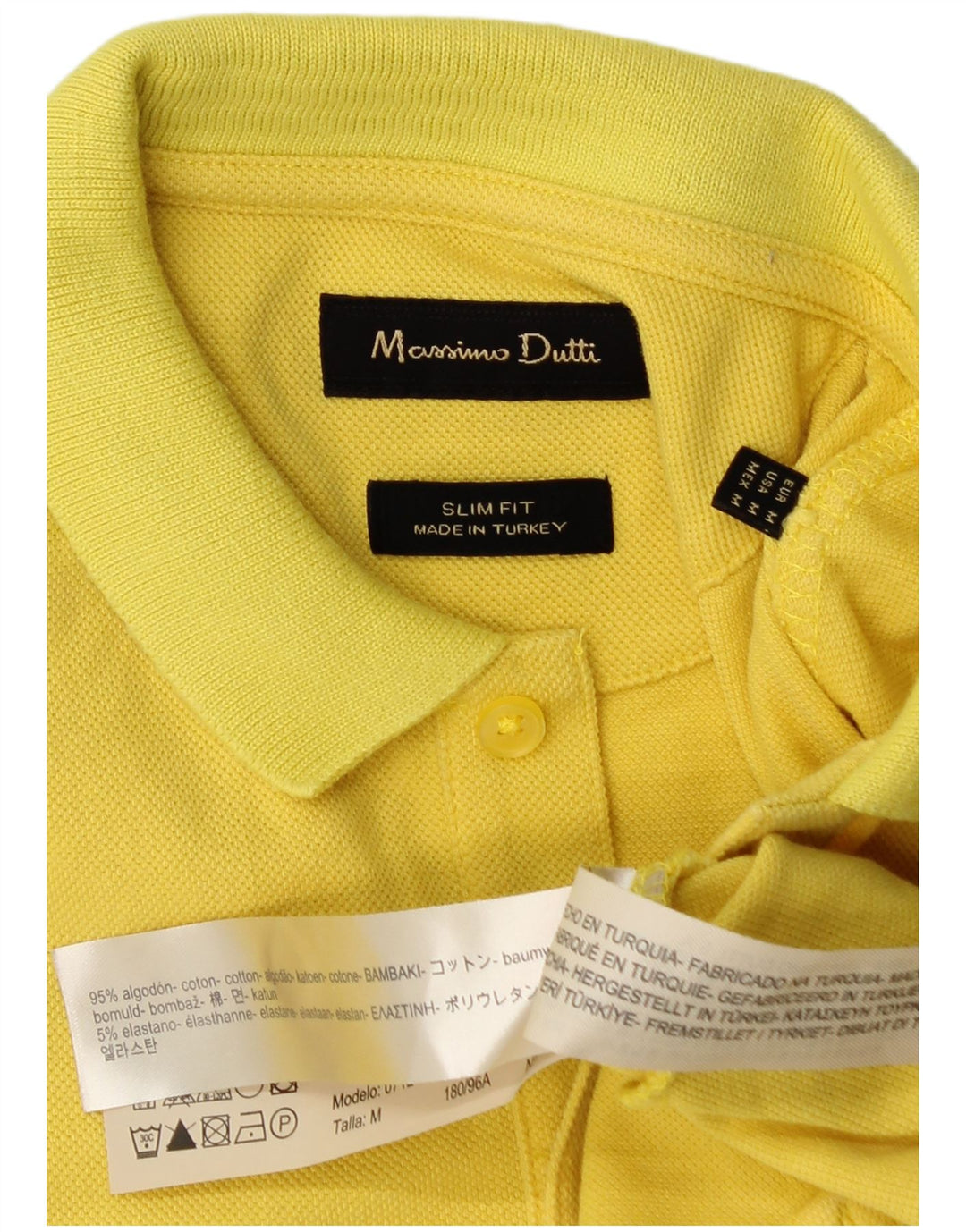 Massimo Dutti muška uska polo majica Srednje žuti pamuk