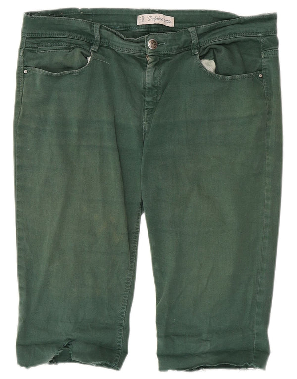 Zara ženske Trafaluc Bermuda traper kratke hlače EU 42 Large W32 Green