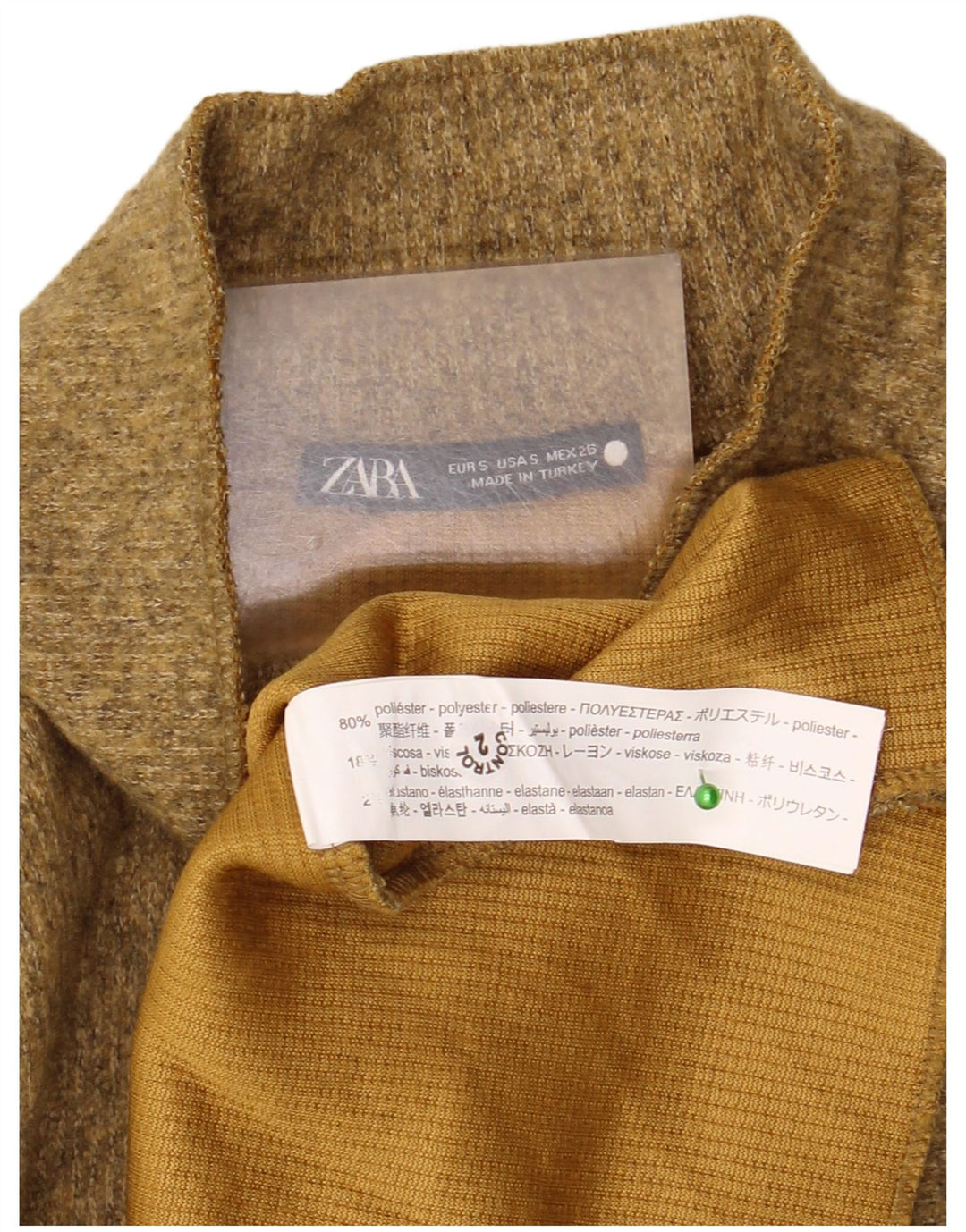 Zara ženski kratki rukav dugih rukava UK 10 mali zeleni pjegavi poliester