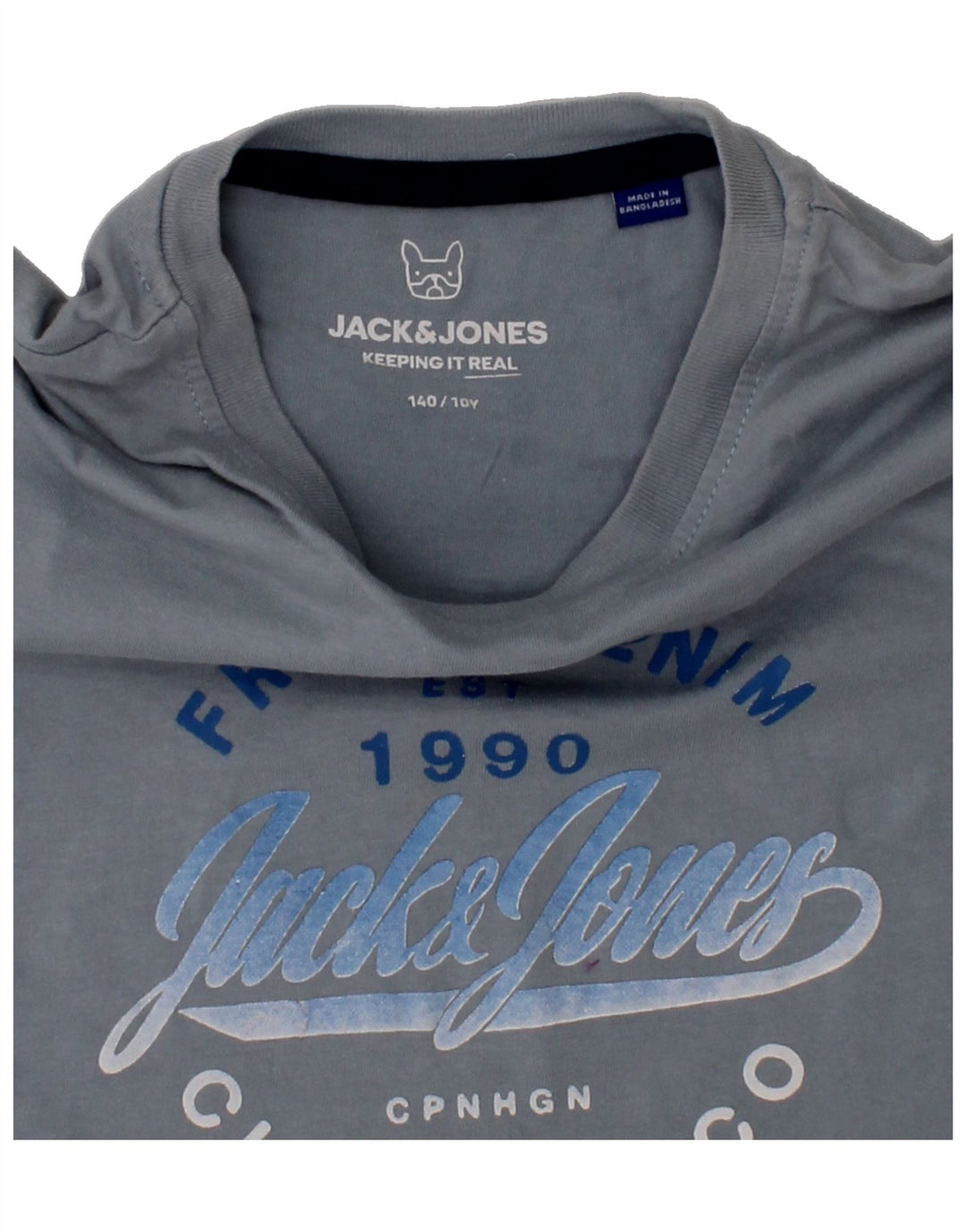 JACK & JONES Boys Graphic T-Shirt Top 9-10 Years Blue Vintage Jack & Jones and Second-Hand Jack & Jones from Messina Hembry 