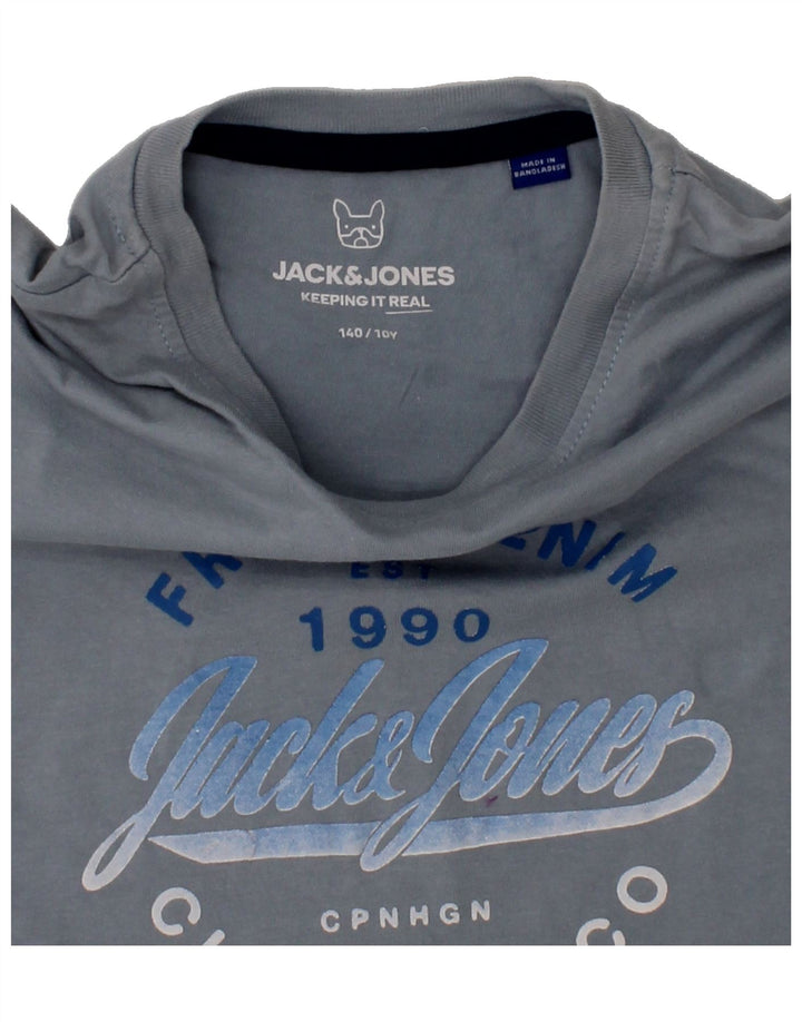 JACK & JONES Boys Graphic T-Shirt Top 9-10 Years Blue Vintage Jack & Jones and Second-Hand Jack & Jones from Messina Hembry 