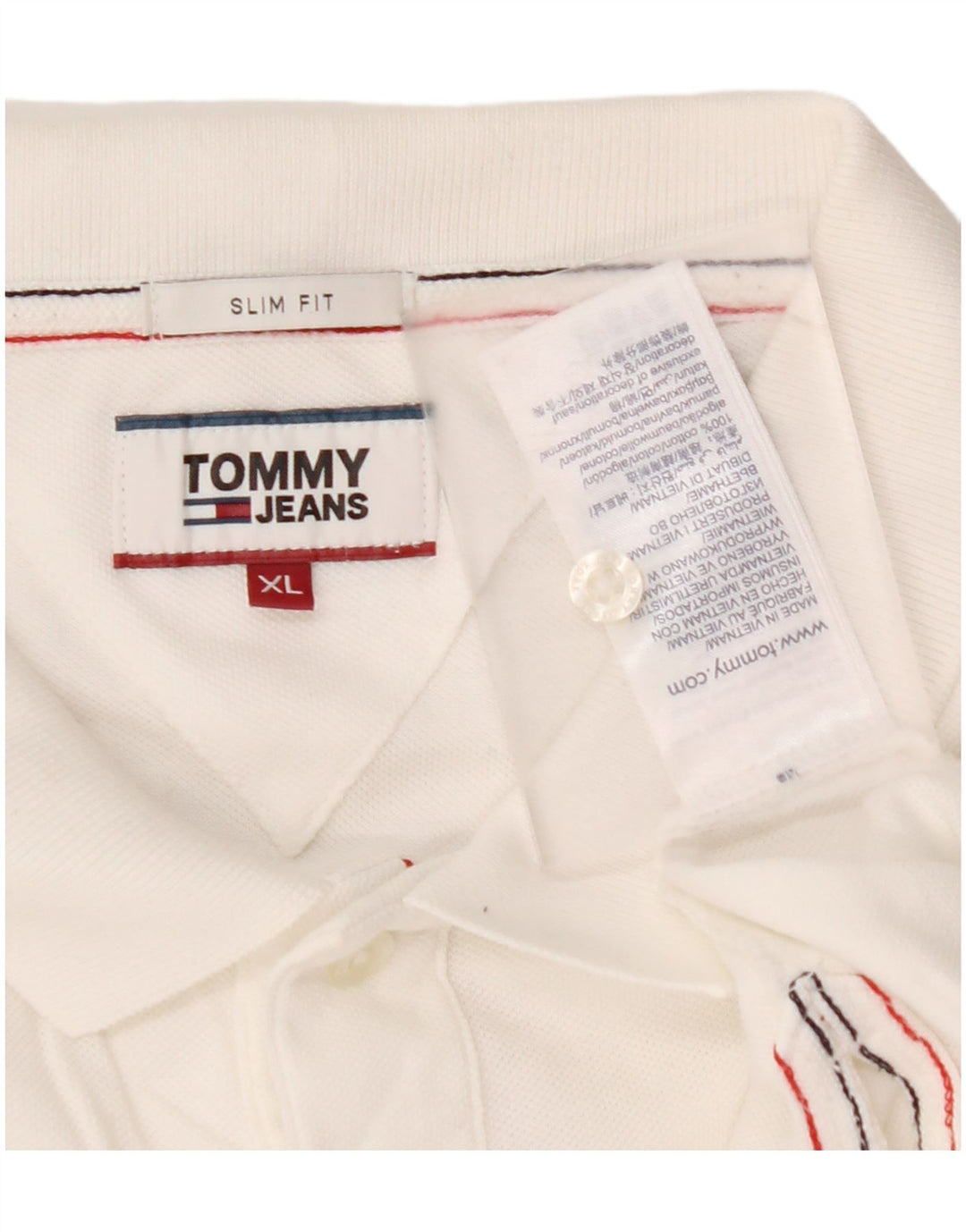 TOMMY HILFIGER muška uska polo majica XL bijeli pamuk