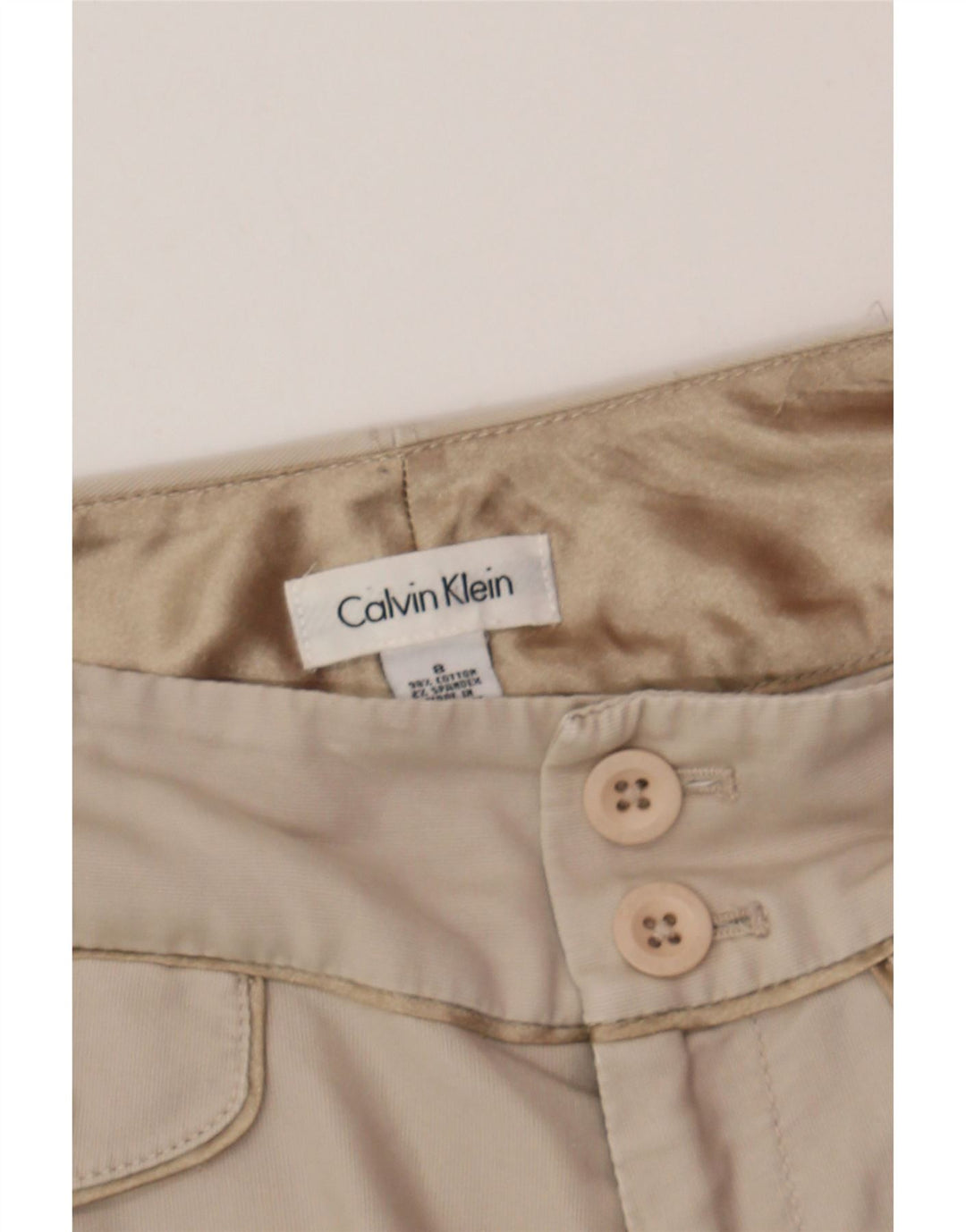 CALVIN KLEIN Womens Bootcut Casual Trousers US 8 Medium W34 L32 Beige Vintage Calvin Klein and Second-Hand Calvin Klein from Messina Hembry 