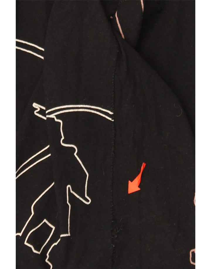 Ženska majica Desigual Barcelona Graphic dugih rukava UK 12, srednji crni pamuk