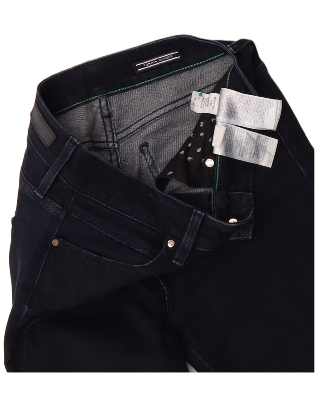 TOMMY HILFIGER Ženske uske traperice W26 L27 tamnoplavi pamuk