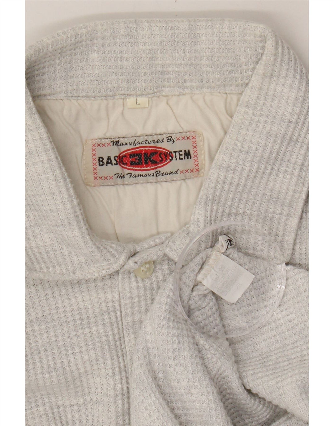 BASIC 3K SYSTEM  Mens Short Sleeve Shirt Large Grey Cotton Vintage BASIC 3K SYSTEM and Second-Hand BASIC 3K SYSTEM from Messina Hembry 