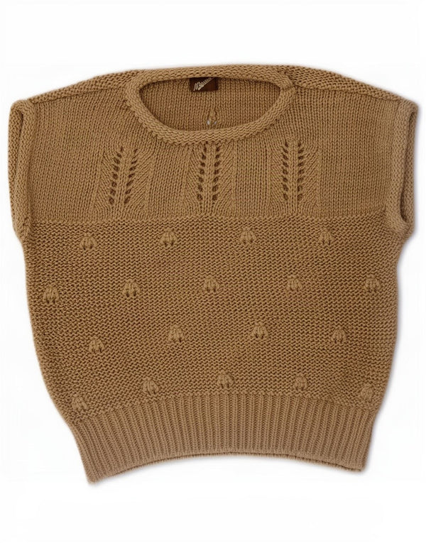 Vintage ženska majica bez rukava UK 8 Small Beige Cotton