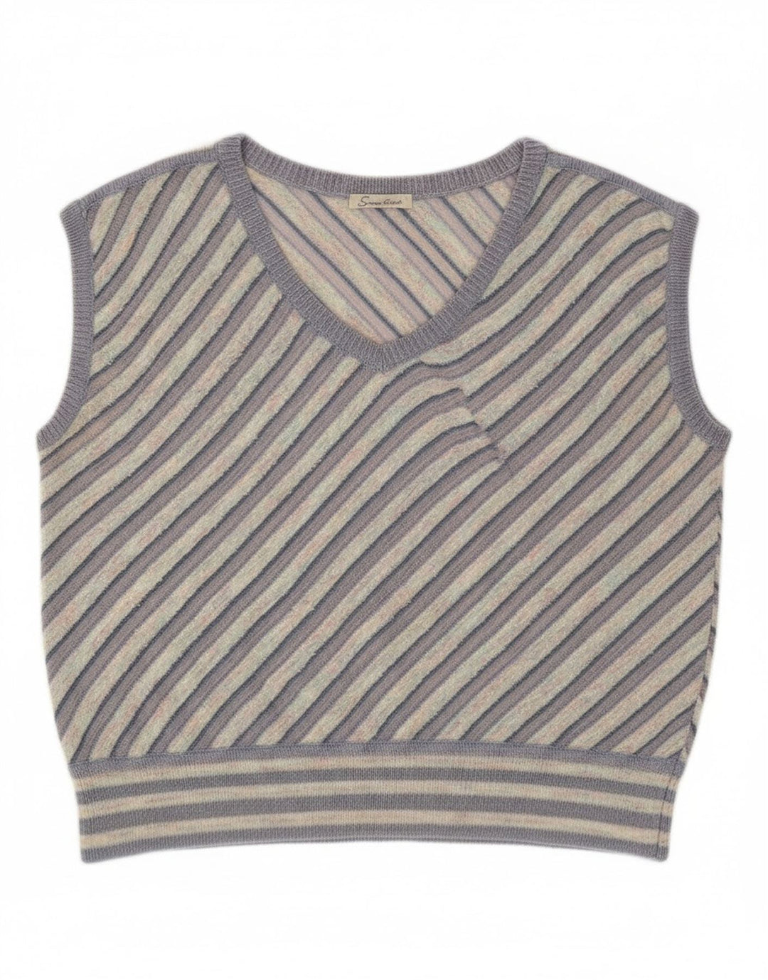 Vintage ženski prsluk bez rukava UK 12 srednje ljubičaste pruge