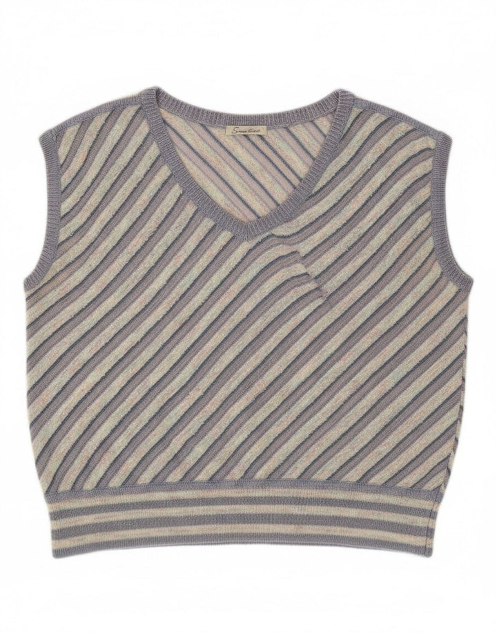 Vintage ženski prsluk bez rukava UK 12 srednje ljubičaste pruge