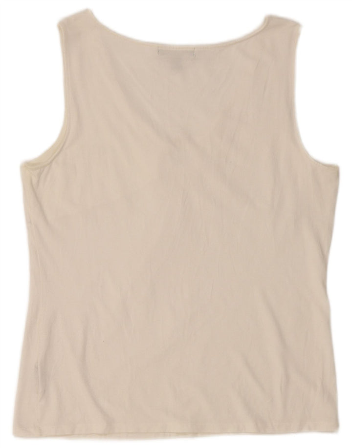 RALPH LAUREN Ženski gornji dio bluze bez rukava UK 18 XL od bijele svile