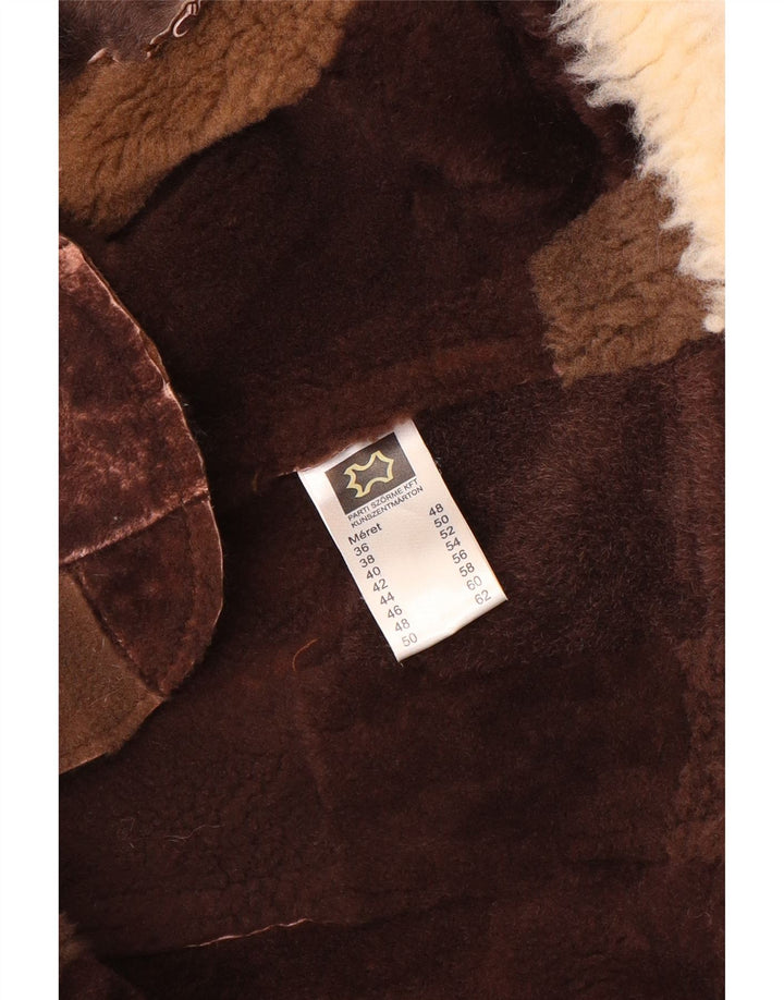 VINTAGE Ženska jakna s ovčicama EU 36 mala smeđa patchwork koža