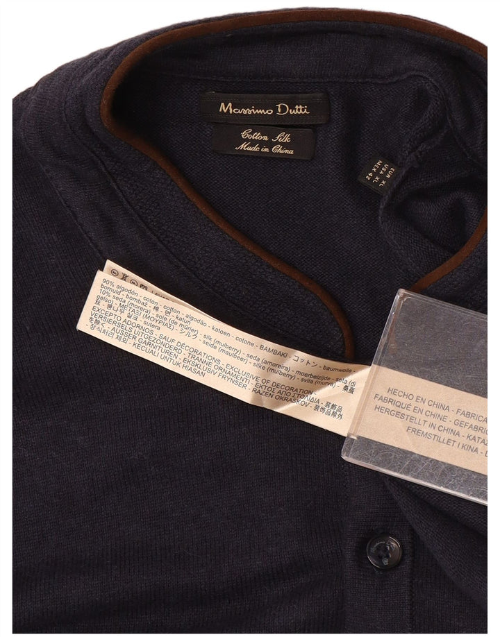 Massimo Dutti muški džemper s dugmadima i ovratnikom XL tamnoplavi pamuk