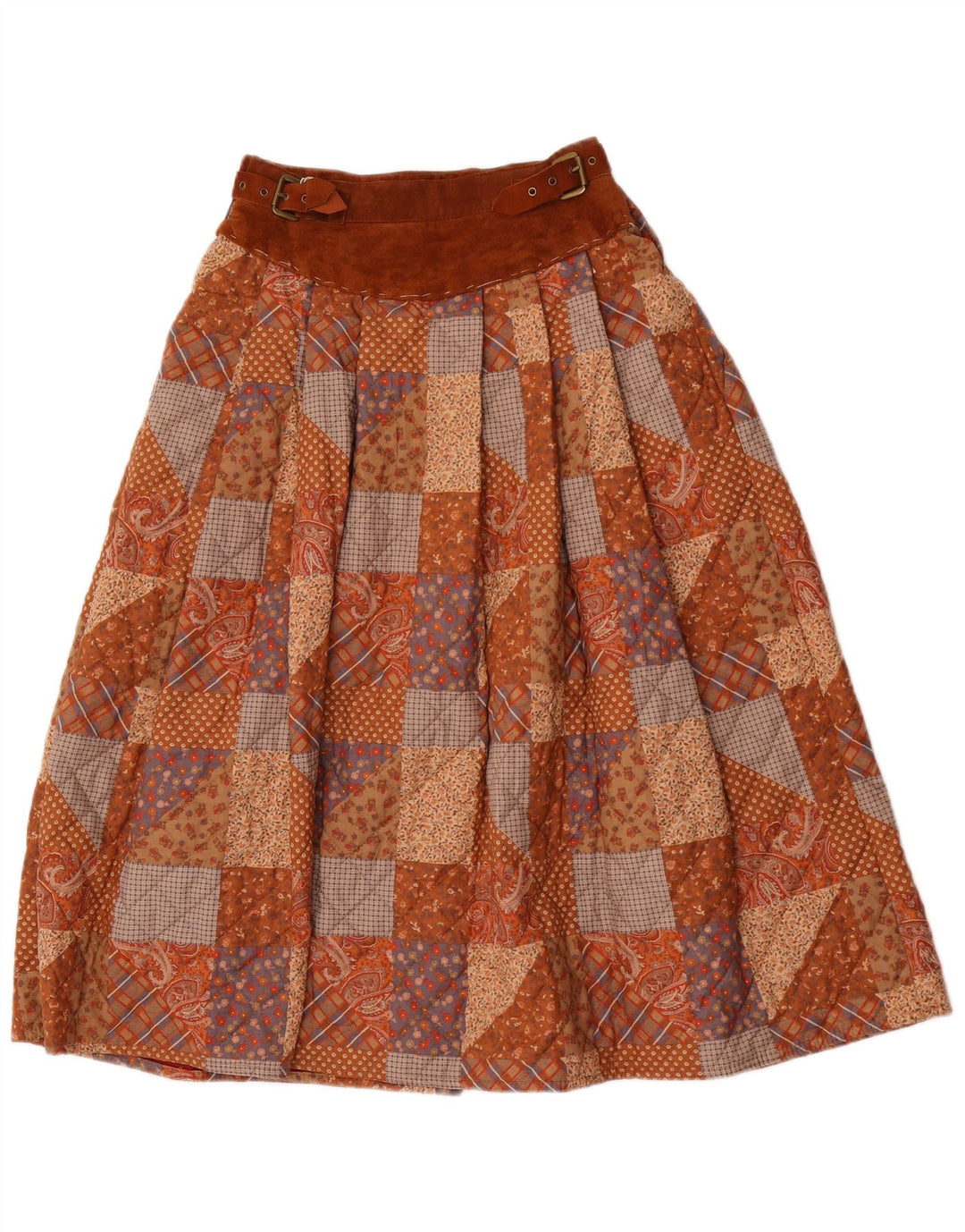 Sportmax ženska lepršava suknja UK 12 Srednji W24 smeđi patchwork poliester