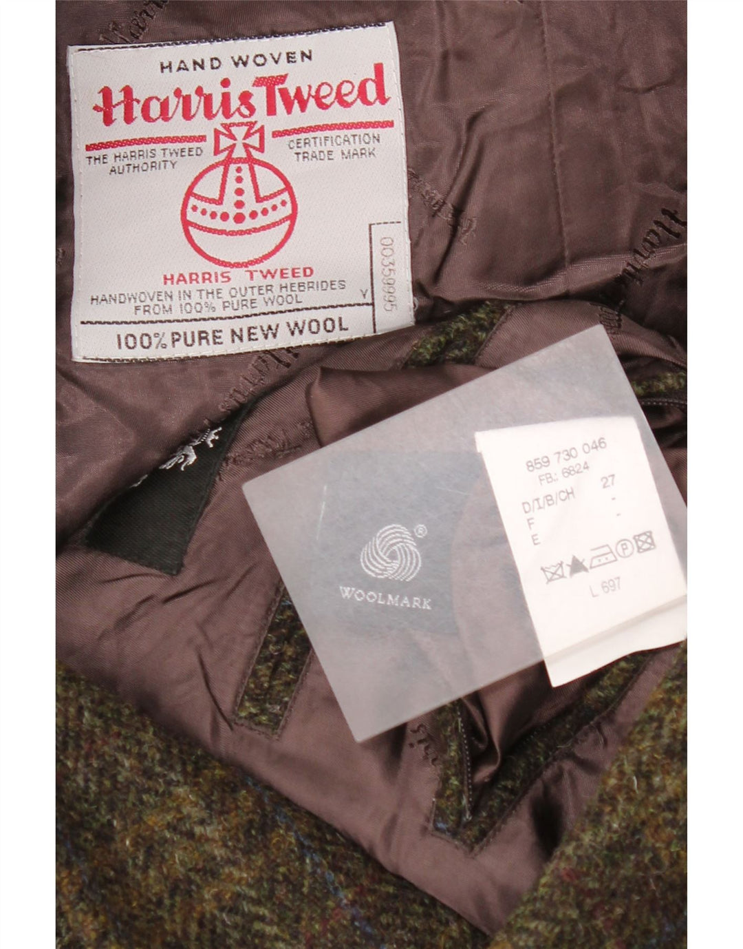 Harris Tweed muški sako sa 2 gumba UK 46 3XL kaki karirani djevičanska vuna