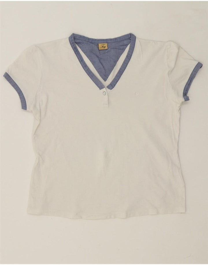 FLY Womens Crop Blouse Top UK 14 Medium White Vintage Fly and Second-Hand Fly from Messina Hembry 