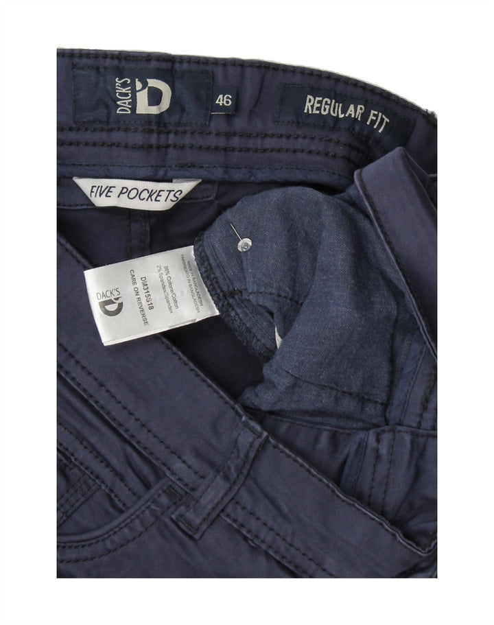 DACK'S Mens Regular Casual Trousers IT 46 Small W34 L32 Navy Blue Cotton Vintage Dack's and Second-Hand Dack's from Messina Hembry 