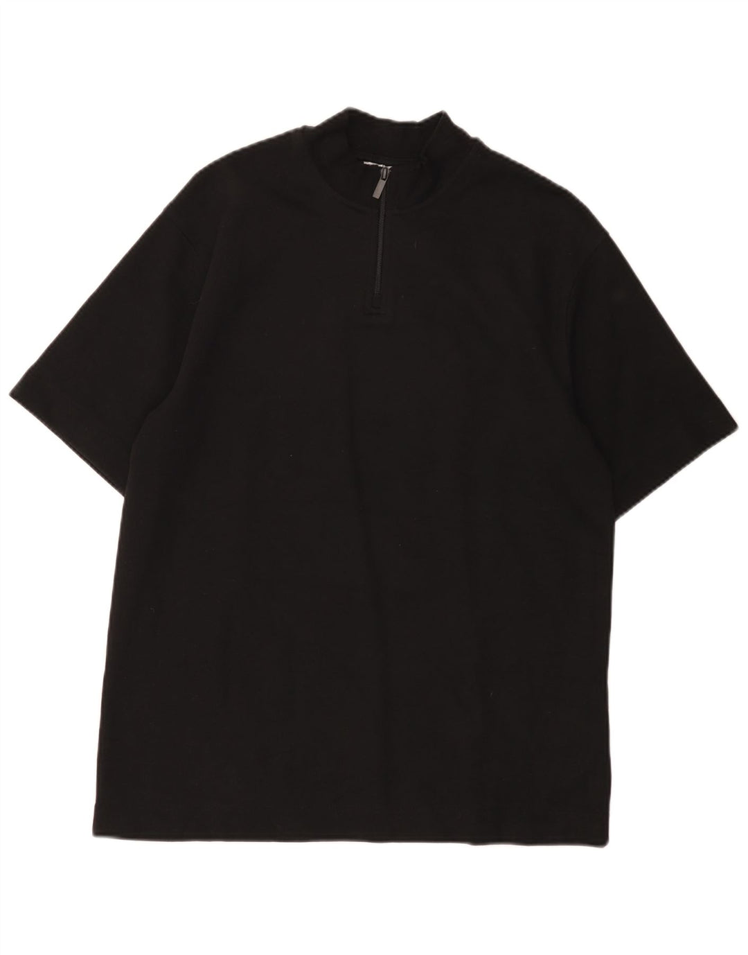 Zara ženska majica kratkih rukava s patentnim izrezom UK 14 srednje crni pamuk