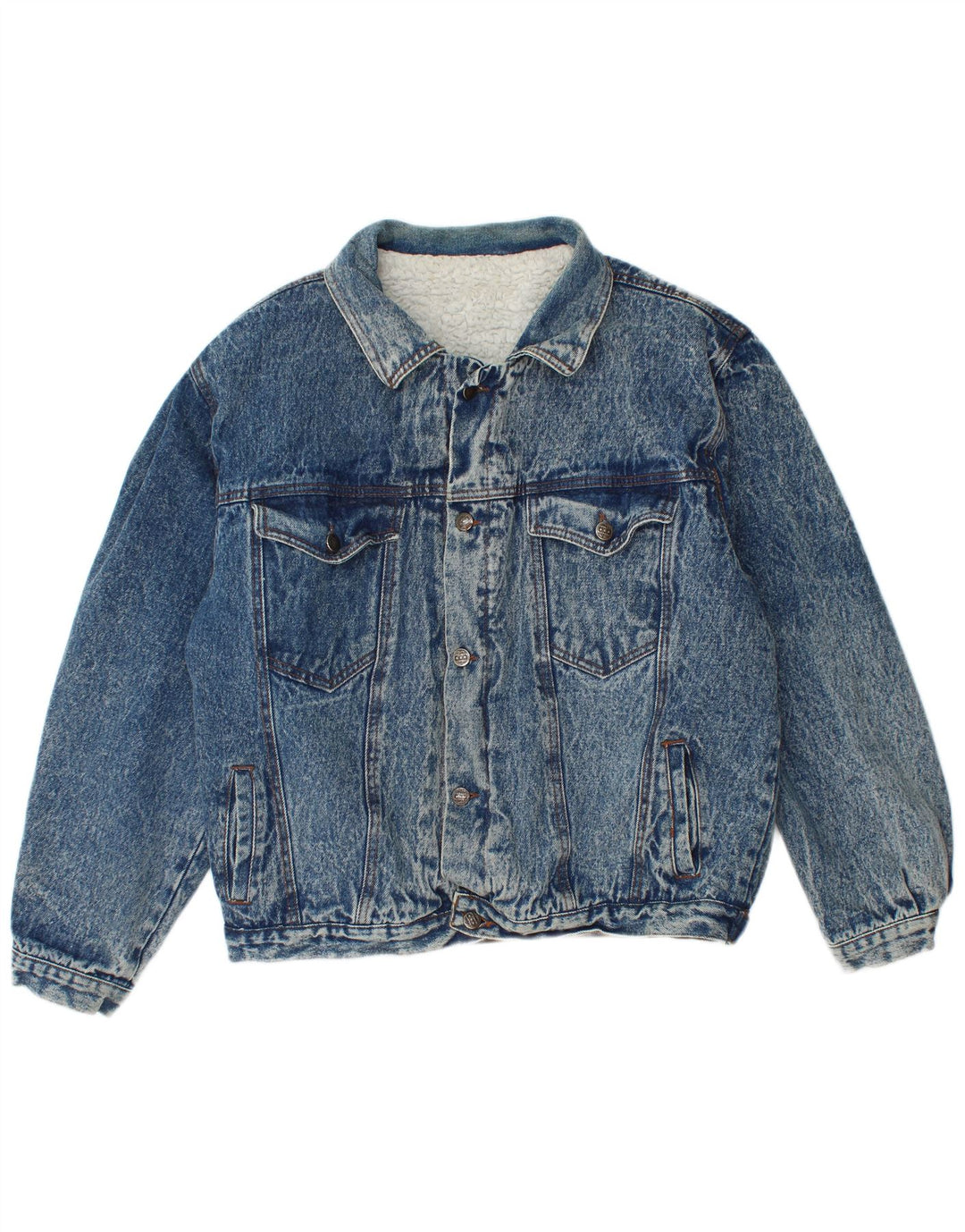 Vintage muška Sherpa traper jakna IT 48 Srednje plavi pamuk