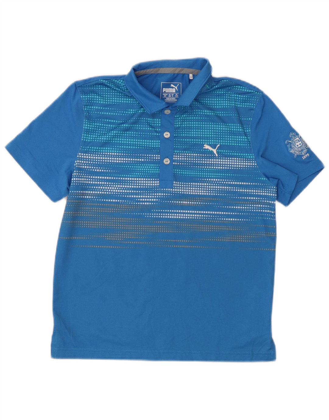 PUMA polo majica za dječake 7-8 godina, plavi geometrijski poliester