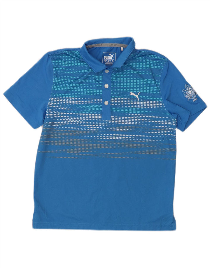 PUMA polo majica za dječake 7-8 godina, plavi geometrijski poliester