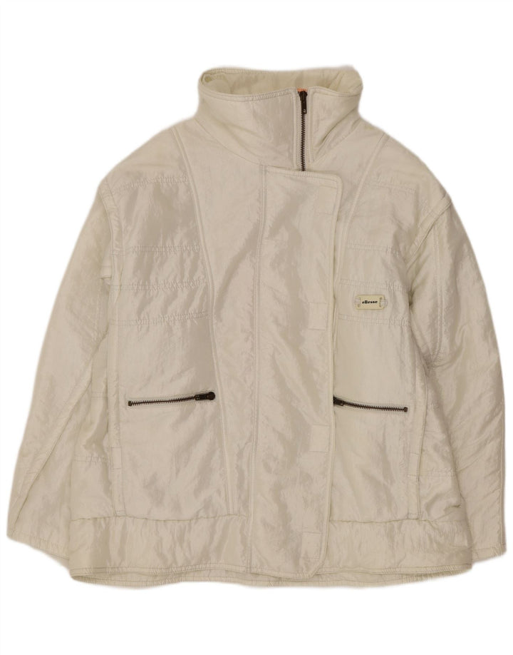 Ellesse Ženska široka podstavljena jakna IT 48 XL Retro od bijelog najlona