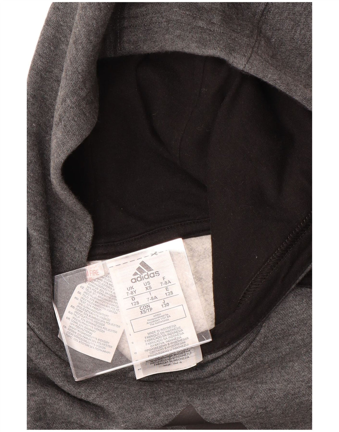 ADIDAS majica s kapuljačom s grafičkim motivima 7-8 godina, sivi poliester