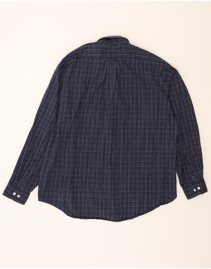 IZOD Mens Wrinkle Free Shirt Large Navy Blue Check Cotton Vintage Izod and Second-Hand Izod from Messina Hembry 
