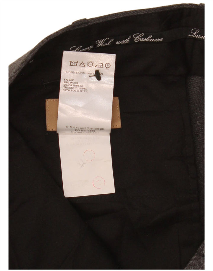 MARKS & SPENCER Muške hlače ravnog odijela W36 L29 Siva vuna