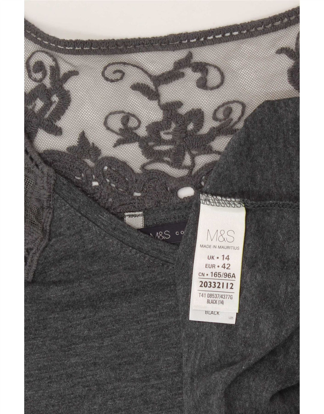 Marks & Spencer gornji dio ženske bluze UK 14 veliki sivi cvjetni poliester
