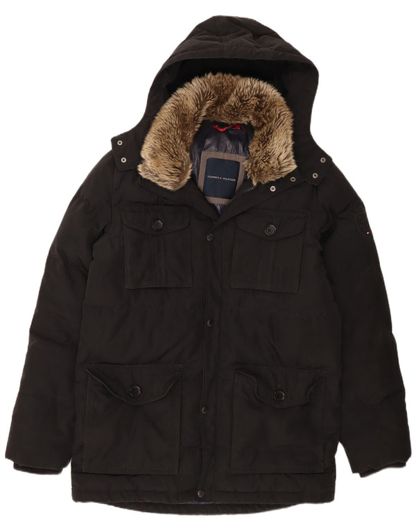 Tommy Hilfiger muški podstavljeni kaput s kapuljačom UK 42 XL crni poliester