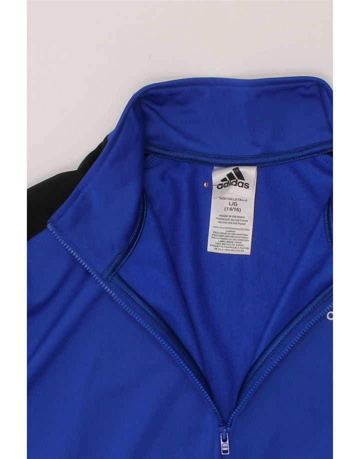 ADIDAS Boys Tracksuit Top Jacket 14-15 Years Large Blue Colourblock Vintage Adidas and Second-Hand Adidas from Messina Hembry 