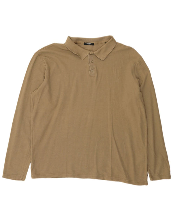 Jack & Jones muška polo majica dugih rukava 2XL bež pamuk