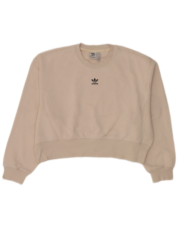 Adidas ženska majica prekomjerne veličine UK 8/10 mala bež pamuk