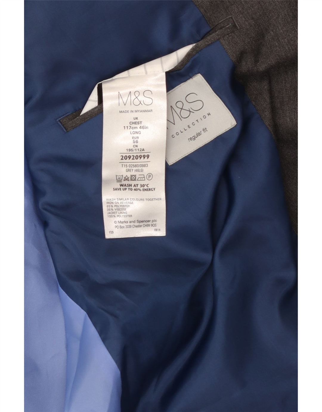 MARKS & SPENCER Muška sako sa 2 gumba Regular Fit UK 46 XL siva