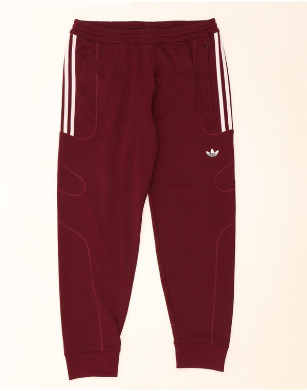 Adidas Mens Tracksuit Trousers Joggers Medium Burgundy Polyester