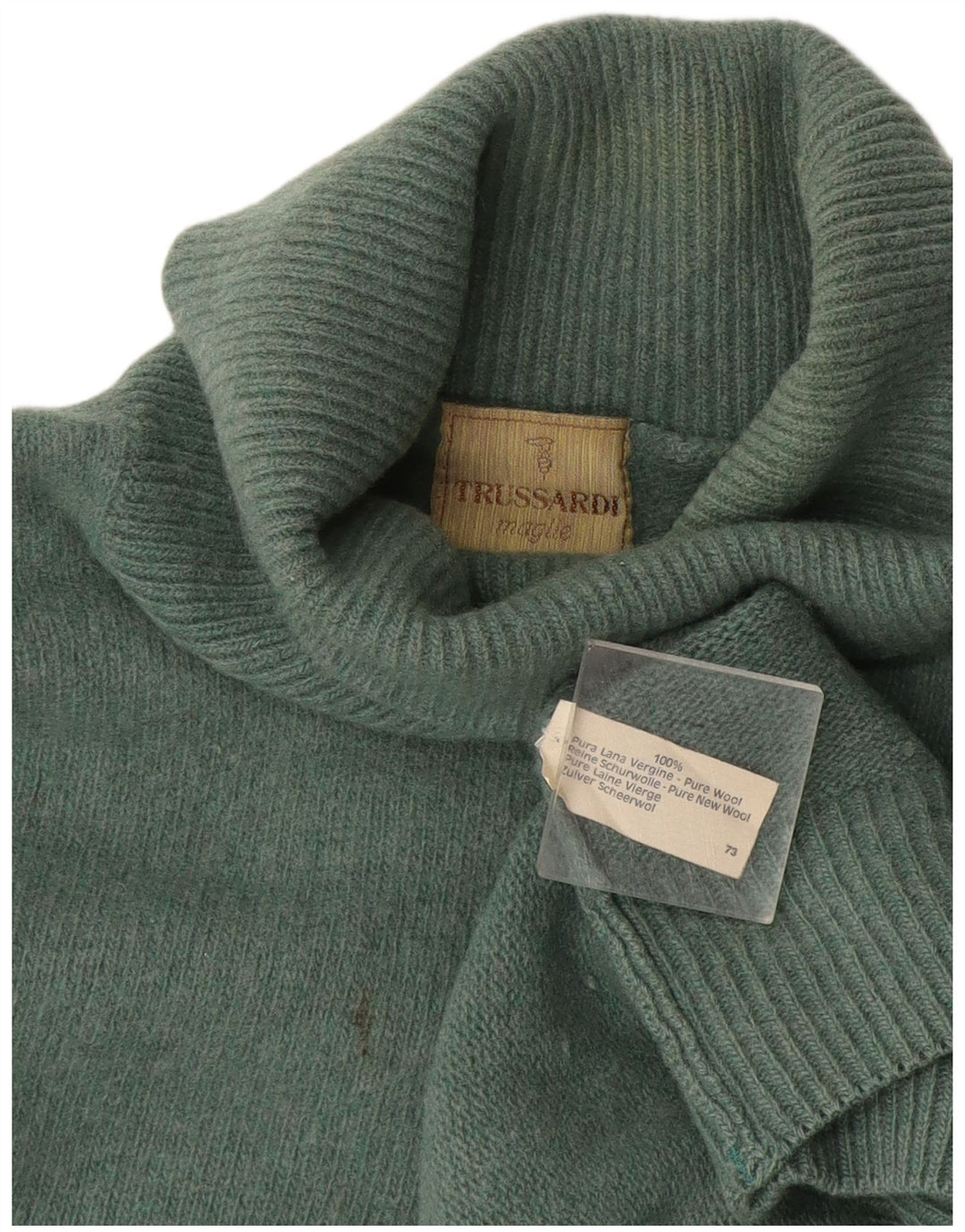 Trussardi muški pulover s rol izrezom srednje zelene vune
