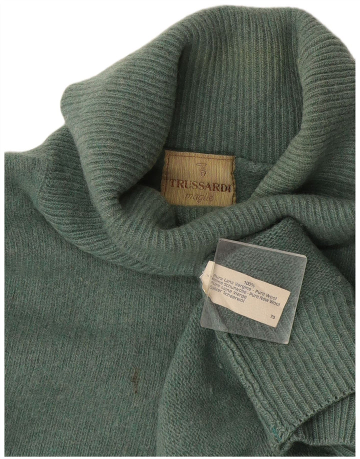 Trussardi muški pulover s rol izrezom srednje zelene vune