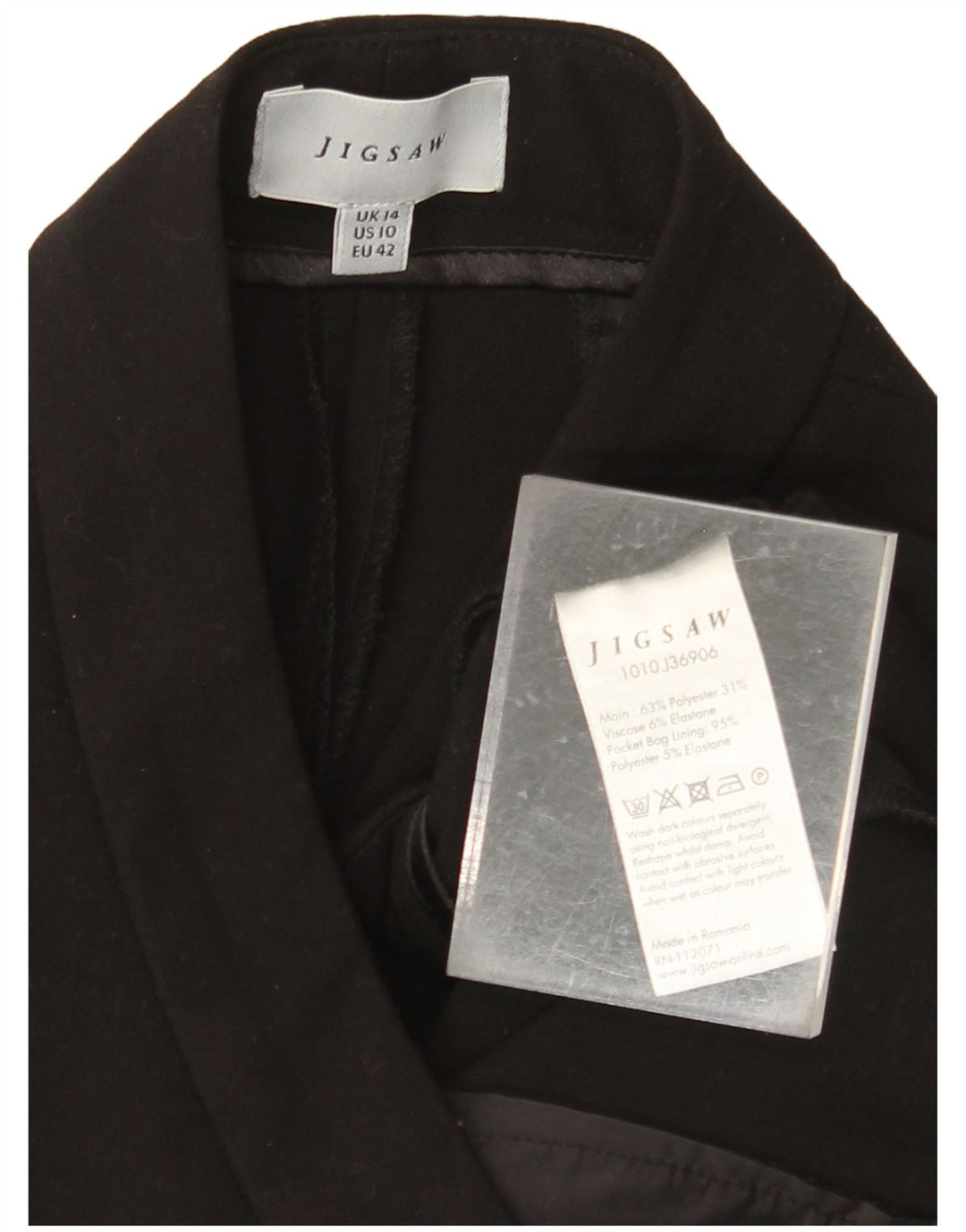 JIGSAW Ženske ravne skraćene hlače UK 14 Large W34 L25 crne