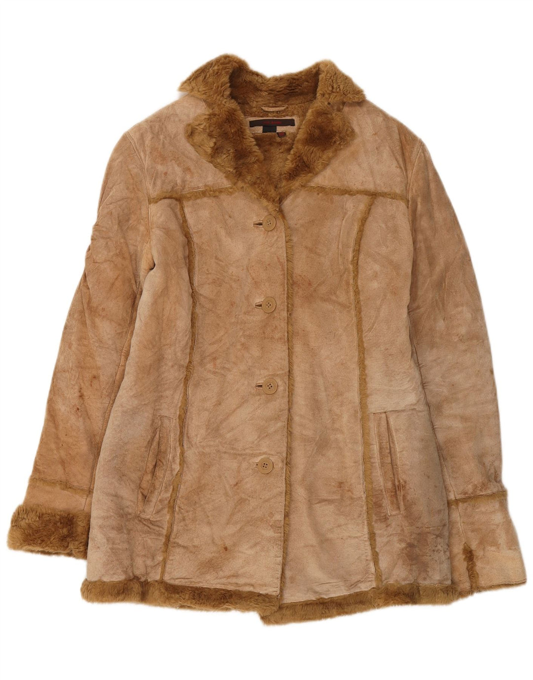 Ženska jakna Zara Shearling UK 14 srednje bež koža