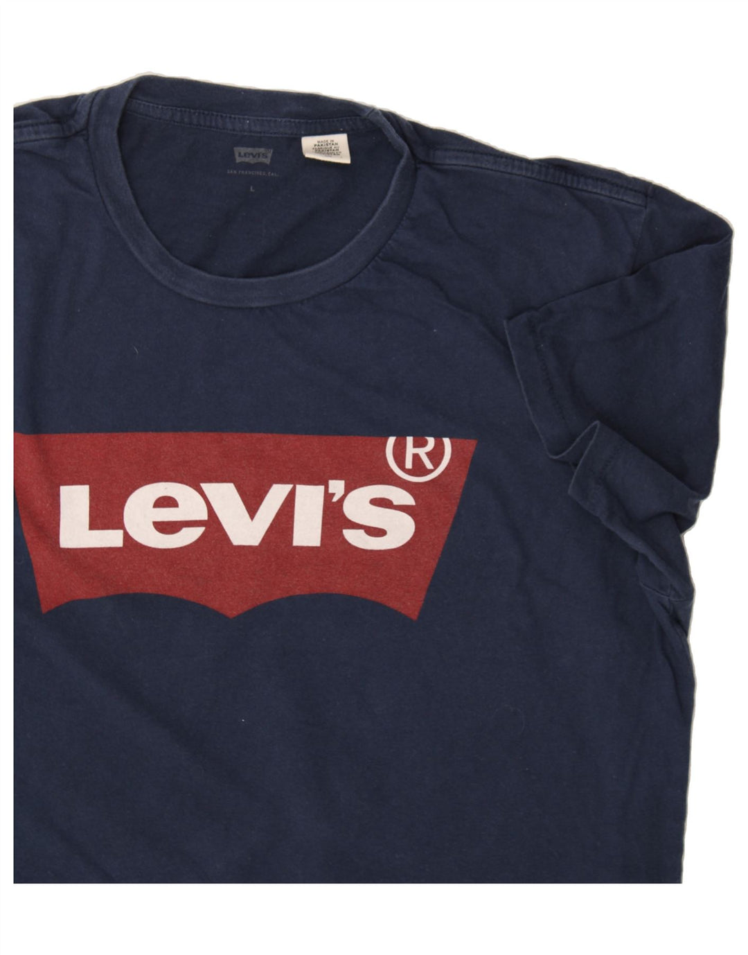 LEVI'S Mens Graphic T-Shirt Top Large Navy Blue Cotton Vintage Levi's and Second-Hand Levi's from Messina Hembry 