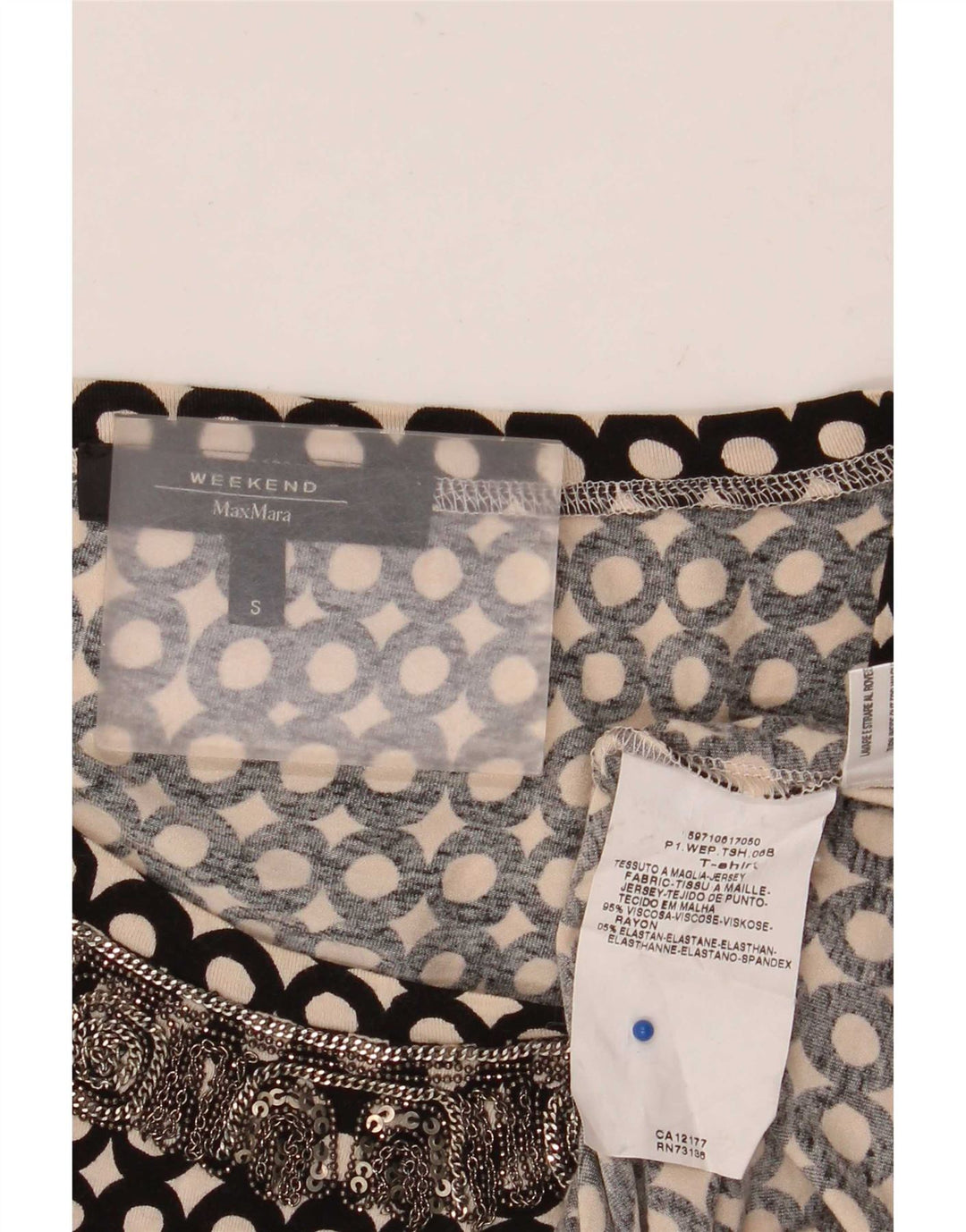 Max Mara gornji dio ženske vikend bluze UK 10 Mala crna točkasta viskoza