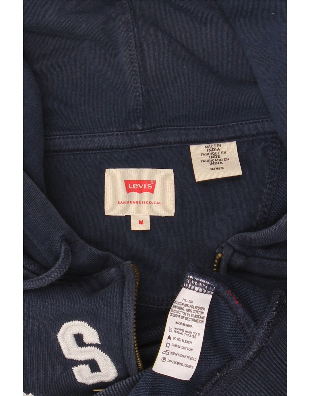 LEVI'S muški pulover s kapuljačom s patentnim zatvaračem Srednji tamnoplavi pamuk
