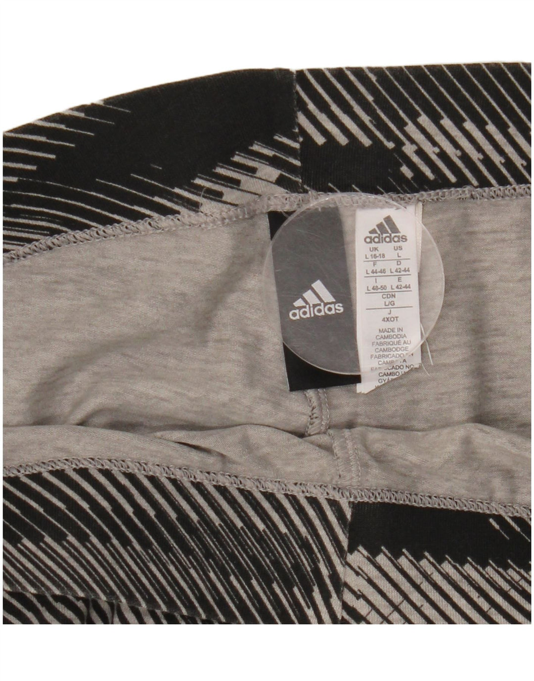 ADIDAS ženske grafičke tajice UK 16/18 velike pamučne crne pruge