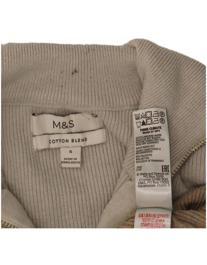 Marks & Spencer ženski džemper s izrezom s patentnim zatvaračem UK 10 Small Grey Colourblock