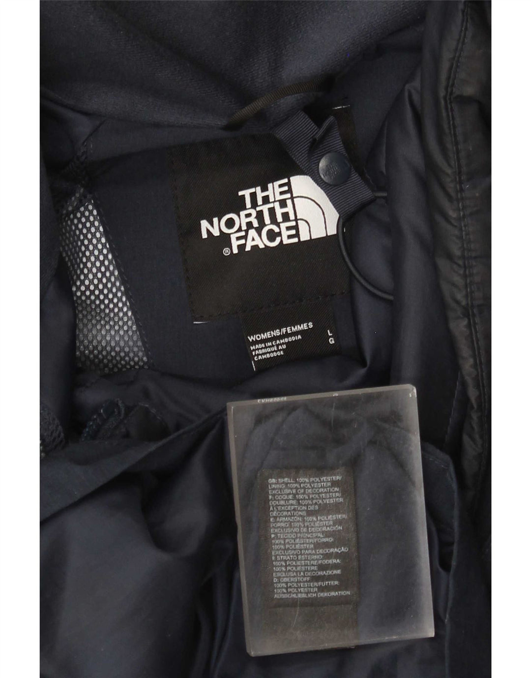The North Face ženska kišna jakna s kapuljačom UK 16 veliki tamnoplavi poliester