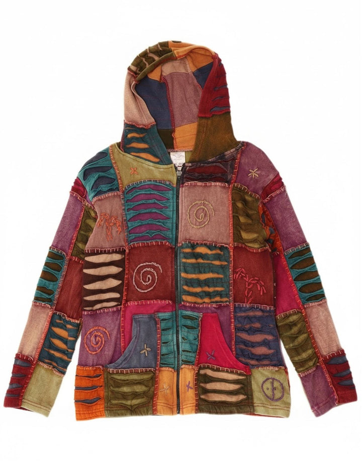 Vintage ženski pulover s kapuljačom s patentnim zatvaračem UK 18 XL Višebojni Bohe