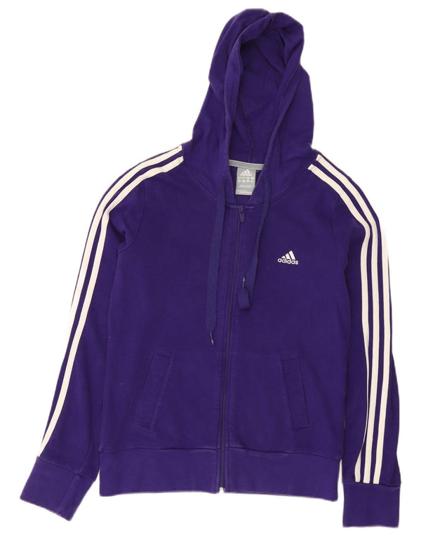 Adidas ženski pulover s kapuljačom s patentnim zatvaračem UK 12 Srednje ljubičasti pamuk