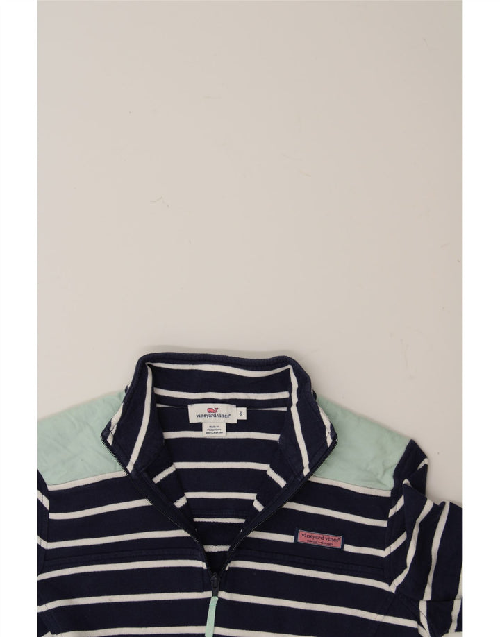 VINEYARD VINES Mens Zip Neck Sweatshirt Jumper Small Navy Blue Striped Vintage Vineyard Vines and Second-Hand Vineyard Vines from Messina Hembry 